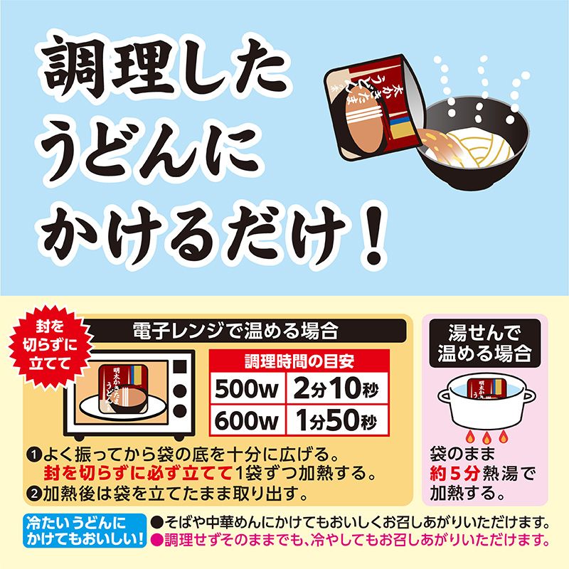 レンジで簡単 明太かきたまうどんの素（2袋セット、賞味期限：2027年1月14日）