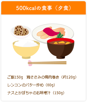 500kcalの食事（夕食）