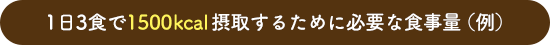 1日3食で1500kcal摂取するために必要な食事量（例）